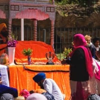 People pray at a Hindu temple in Rome Italy image